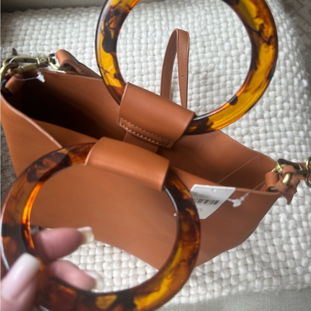 Anthropologie Brown Shoulder Bag with Tortoise Handles - Picture 2 of 3